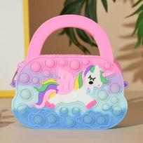 Unicorn Purses Handbag Fashion Fidgets Fashion Pop Purse Push Bubbles Fidget Toy Rainbow Wallet Ladies Bag Silica Bags for Girls mėlyna