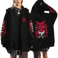 Japan Anime Bleach Kurosaki Ichigo Printed Winter Hooded Unisex Zip Up Hoodies Casual Loose Sweatshirt Harajuku Unisex Zipper Jacket M brown