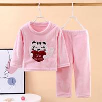 Vaikų flanelės pižamos komplektas: Samanė-Sutirštinta, Šilta koralinė vilna berniukams ir mergaitėms - Ruduo/Žiema 80cm for 70-80cm height pink