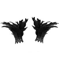 Black Halloween Arm Cuff Gloves Adjustable Wristband Fluffy Feather Wrist Cuffs  Bar Stage Show juoda