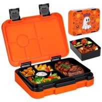 Adorable Kids Lunch Box Student Microwave Safe Travel Bento Box Halloween Container Portable Leak Proof Fruit Salad Bento Box 5&2 black