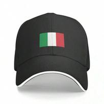 Italian Flag Baseball Cap Unisex Adjustable Sports Sun Hat 100% Polyester juoda