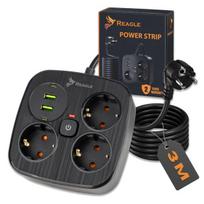 Prailgintuvas Reagle 3M 3 kontaktų Maitinimo Ilgintuvas su Apsauga nuo Viršįtampių 3 Lizdai 2× USB 2× USB-C Greitas Įkrovimas