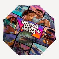 GTA 6 Theme Automatic Umbrella, Lightweight & Portable, 8 Rib, Perfect for Outdoor Travel, Birthdays, Christmas, Gifts. Three-fold umbrella pink