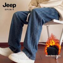 JEEP SPIRIT Men's Winter Fleece-Lined Straight-Leg Jeans 2XL