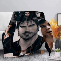 Damon Salvatore The Vampire Diaries Blanket Picnic Blankets Warm Blanket Soft and Comfortable Blanket Home Travel Birthday Gift Size: 75*100cm, Weight: 280 GSM