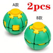 Hot 2Pcs 3D Printed Press-To-Spin Fidget Ballone Click Deform Fidget Spinner Ball Smooth Rotating Stress Relief Sensory Toy yellow