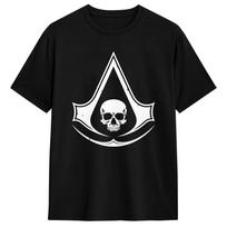 Assassins Creed TShirt Beach Cotton T Shirts For Male Print Tee Shirt Short Sleeves Vintage Tops XL black