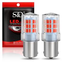 2vnt P21/5W Led 1157 High Bright automobilio lemputė BAY15D 1156 P21W Ba15S lemputė PY21W BAU15S 3030SMD automatinė atbulinės eigos posūkio signalo lemputė stabdžių balta geltona raudona 12V 1156 BA15S P21W raudona