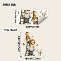 Playful Animal Relay Race up a Ladder Wall Sticker Whimsical Interactive Self-Adhesive Removable Decor for Kids Room Playroom 30x60cm įvairiaspalvis