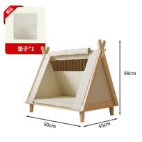Small Dog House Pet Tent 4 Seasons Bed Enclosed Safe Space Teddy Summer Raised Cot 60 45 58 white
