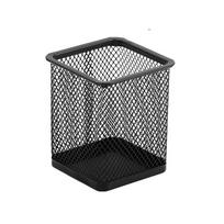 Kūrybingas metalinio tinklelio rašiklių laikiklis - Minimalistinis daugiafunkcis dizainas biuro laikymui Square - Black juoda