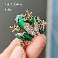 Jumping Frog Colorful Crystal Stone Brooch Enamel Green Leap Frog Toad Insect Metal Small Pin Coat Suit Neutral Breast Corsage black