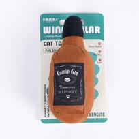 Plush Wine Bottle Catnip Toy Creative Simulation Bottle Shape Bite Resistant Molar Play Toy for Indoor Cats Self Entertainment black