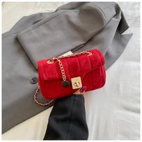 Womens Mini Square Crossbody Bag With Rhombus Quilting Chain Strap Daily Commute Urban Style Red red