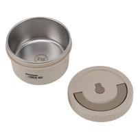 Bento Box Round 600ml Lunch Container Stainless Steel Tight Sealing Leakage Proof Insulated Portable Food Storage beige gray