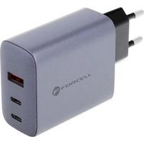 Forcell F-ENERGY GaN VT-42B ładowarka sieciowa 2 x Typ C + USB A PD QC4.0 4A 65W szara 284337