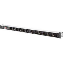 Digitus power strip PDU with aluminum profile, 12-way (black/aluminum, 2 meter cable, 1 U, with switch and surge protection) DN-95435