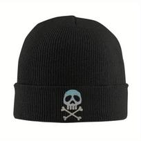 2026 New Skull Space Captain Pirate Cross Bones Knitted Hat Beanies Winter Hats Warm New Harlock Cap For Men Women One Size black