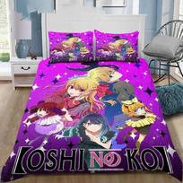 Anime Oshi No Ko Duvet Cover Pillowcase Bedding Set Kids Boy Girl Bedroom Decoration 2/3piece set Single/Double/Queen Large Size 135x200cm purple