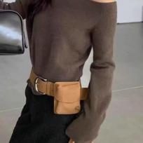 Vintage Flip Fanny Pack Belt Breast Bag Women's Bag Brown įvairiaspalvis