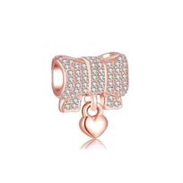 New Rose Gold Mum Heart Charm Bead For Girl Fit Original Fashion Bracelet Diy Jewelry For Women Gift white
