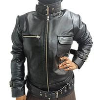 Moteriška avinėlio oda BLACK Biker Oda, Lieknas, gražus, Madinga striukė su diržu, skirta filmams, Vakarėlio apranga Café Racer Motociklininkas XL juoda