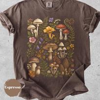 Miško Grybų Marškinėliai, Vintage 90s Cottagecore Grybų Marškinėliai, Miško Botaninis Grafinis Unisex Marškinėliai, Grybų Mėgėjo Dovana, Sodybos Viršus XL brown