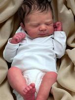 Risbecko Lifelike 43cm Finished Reborn Doll, Like Real Baby Handmade Art Doll, 3D Painted Skin With Visible Veins Vinyl Limbs United States white
