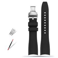20mm 22mm lenkta galo guminė laikrodžio apyrankė Casio Swordfish Seiko Tissot Omega laikrodžiams Atspari vandeniui Silikoninė Sportinė Laikrodžio Apyrankė Apyrankės Dirželis 22mm gray