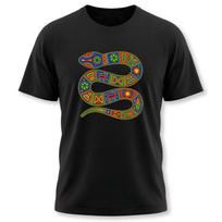 Huichol Snake Art T-Shirt | Vibrant Indigenous Serpent Graphic Tee Shirt S black