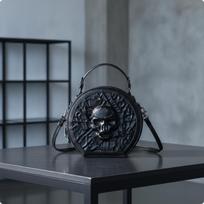 Skull Crossbody Bag with Detachable Strap Structured for Women gray