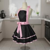 Waterproof Apron Fashionable Princess Apron Safeguarding Garment Stain Resistant Home Textile Cute Design for Women black