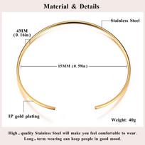 Choker Neck Cuff for Women, Open Collar Choker Torques Necklace Adjustable ,Simple Stainless Steel Jewelry beige