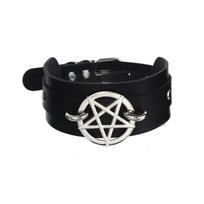 Goth Pentagram Necklace Star Choker Collar  Black Pu Leather Gothic Accessories Woman Witch Cosplay Jewelry Practical Household Product white
