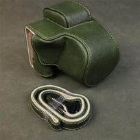 Slim PU Camera Case Canon EOS R50 R100 With 18-45mm Lens Urban Minimalist Shoulder Bag Velvet Lining Scratch-Resistant Olive Green