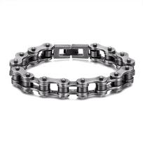 Locomotive Men Punk Rock Bicycle Chain Bracelet Stainless Steel Mountain Bike Chain Accessory Male Gifts 19cm gray