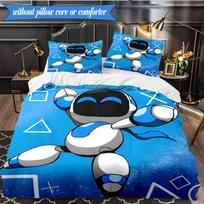 Space Adventure Astro Bot 3pcs Bedding,Including 1pc Duvet Cover And 2pcs Pillowcases Perfect for Christmas,Ideal for Bedroom, Dormitory 140cmx210cm