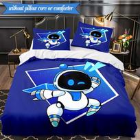 Space Adventure Astro Bot 3pcs Bedding,Including 1pc Duvet Cover And 2pcs Pillowcases Perfect for Christmas,Ideal for Bedroom, Dormitory 140cmx210cm