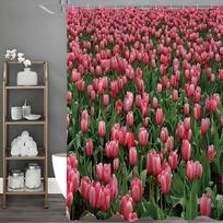 Tulip Flower Shower Curtain, Bathroom Decorative Shower Curtain, Waterproof Shower Curtain with Hooks 90*180cm brown