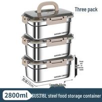 316 Stainless Steel Lunch Box with Lid - Fresh-Keeping, Sealable Bento Storage gray