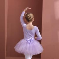 Vaikiškas šokių kostiumas mergaitėms baleto šokių tiutu sijonas vaikiškas trumpomis / ilgomis rankovėmis tiulinis su kaspinu čiuožimo gimnastikos Kalėdų gimtadienio vakarėlio šokių apranga 120