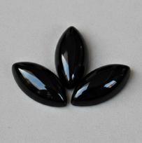 Black Onyx Marquise Cabochons, Polished Black Onyx Flatback Gemstones, Calibrated Onyx Stones, Jewelry Making Supplies 9x18mm