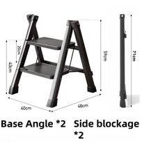 Foldable Step Stool Indoor Multi-Purpose Anti-Slip Safety Ladder 2/3 Step Household Compact Lightweight Space-Saving Design gray