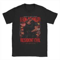 Leon Kennedy Resident Evil T Shirt Summer  Trendy Cool T-Shirts Unisex 100% Cotton O-Neck Oversized Top Tees Short-Sleeve 2XL brown