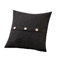 Lininės dekoratyvinės pagalvės užvalkalai 45 x 45 cm kvadratinis užvalkalas su kokoso riešuto sagomis Vintažinis sodybos stiliaus namų dekoras sofai, lovai, sofai 45x45cm juoda