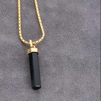 Chamica High Quality Onyx Classic Men's Daily Stainless Steel Necklace Fine Jewelry 61cm(24inch)