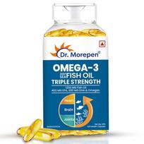 Dr. Morepen Triple Strength Omega 3 Fish Oil Softgels  450mg EPA For Daily Wellness And Joint Support  Pack Of 1 60 Capsules white