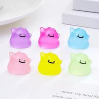 6Pcs/Set  Pocket Monsters Anime Figure Kawaii Ditto In Disguise Change At Will 1.5Cm Pvc Collection Model Toys Festival Gifts pink