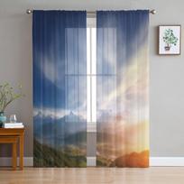 Shangri-La Prabangios Šifono Permatomos Užuolaidos Svetainei Miegamojo Dekoravimui Langų Voilės Tiulio Užuolaida 135W x 137H(cm) x2